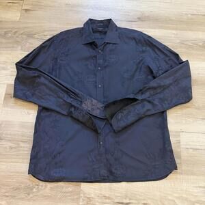 Ted Baker Classic Fit‎ Button Down Shirt Black Floral Men's Size 5